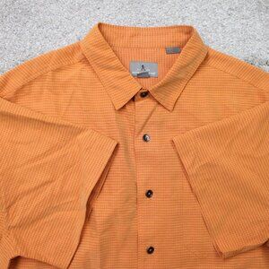 Royal Robbins Shirt Mens XL Orange Desert Pucker Relaxed Fit Short Sleeve Button